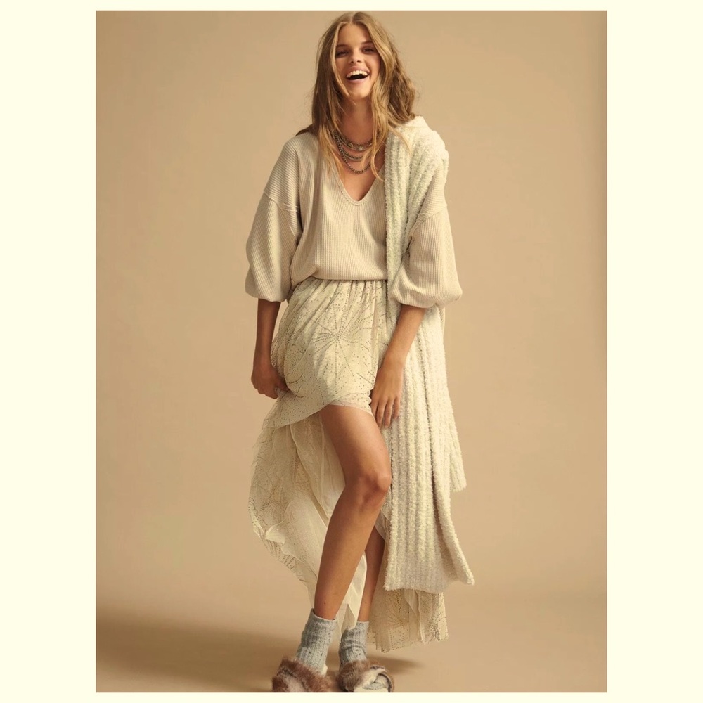 Free People Can't Stop The Feeling Tutu Skirt $198 Starburst Glitter Gold New